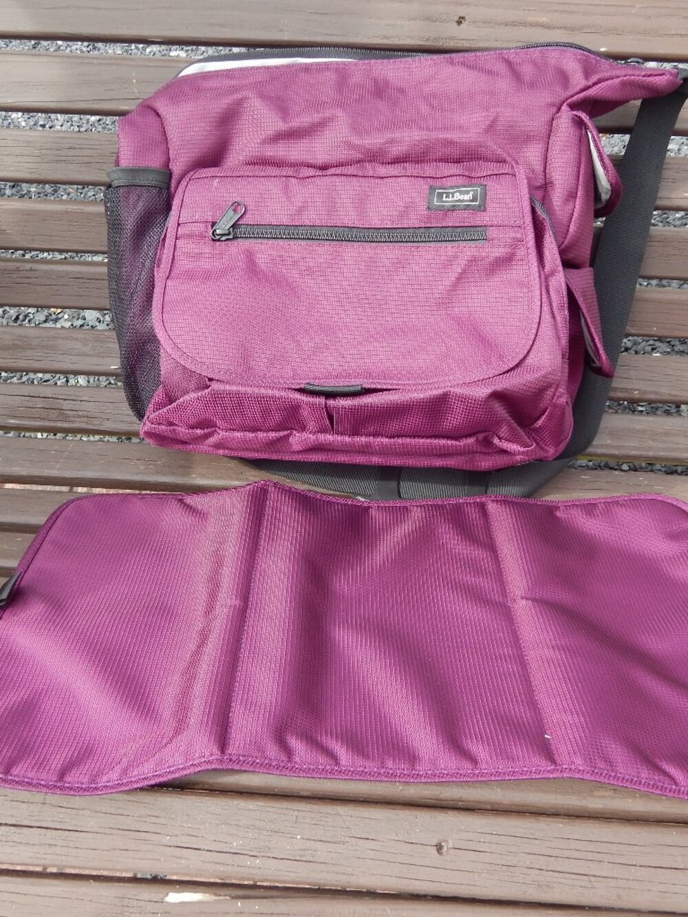 L.L. Bean Diaper Bag Backpack Raspeberry Colo with Changing Pad Insulated Pocket